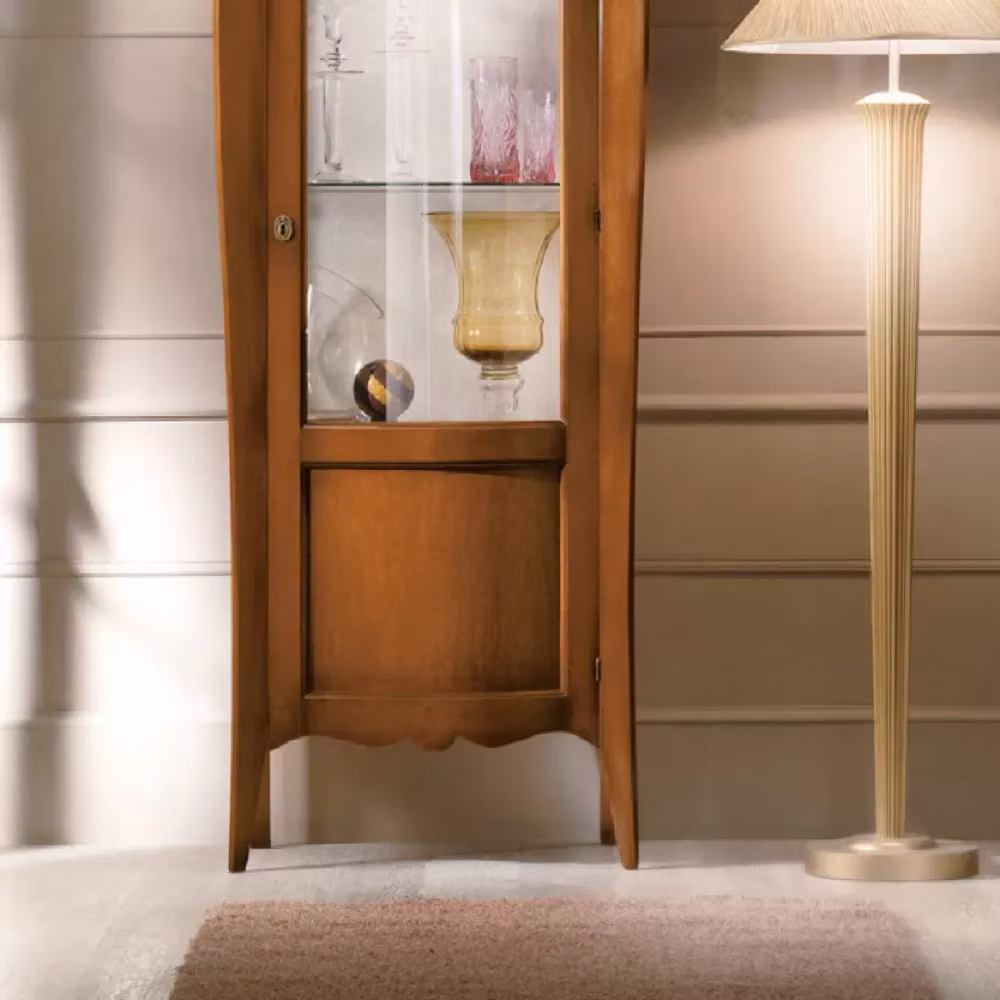 Vetrina in legno stile arte povera con porta in vetro Mobili 2G color noce L: 78 cm, P: 49 cm, H: 200 cm – 3