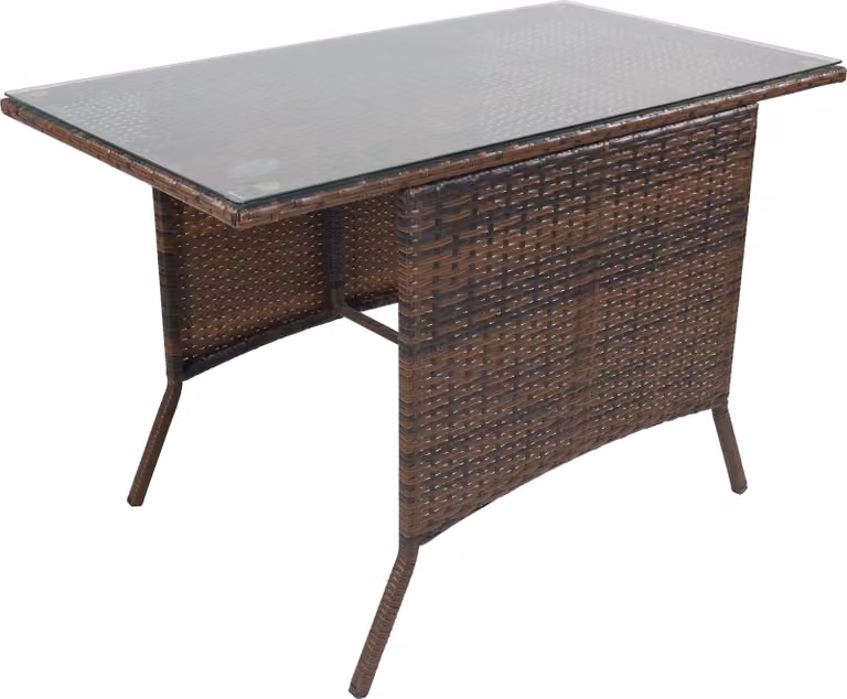 Tavolo da giardino | Tavolo in rattan con lastra di vetro | Dimensioni ca. H. 74 x W. 114 x D. 64 cm | Tavolo da giardino | Mobili da giardino – Raloso 114x64