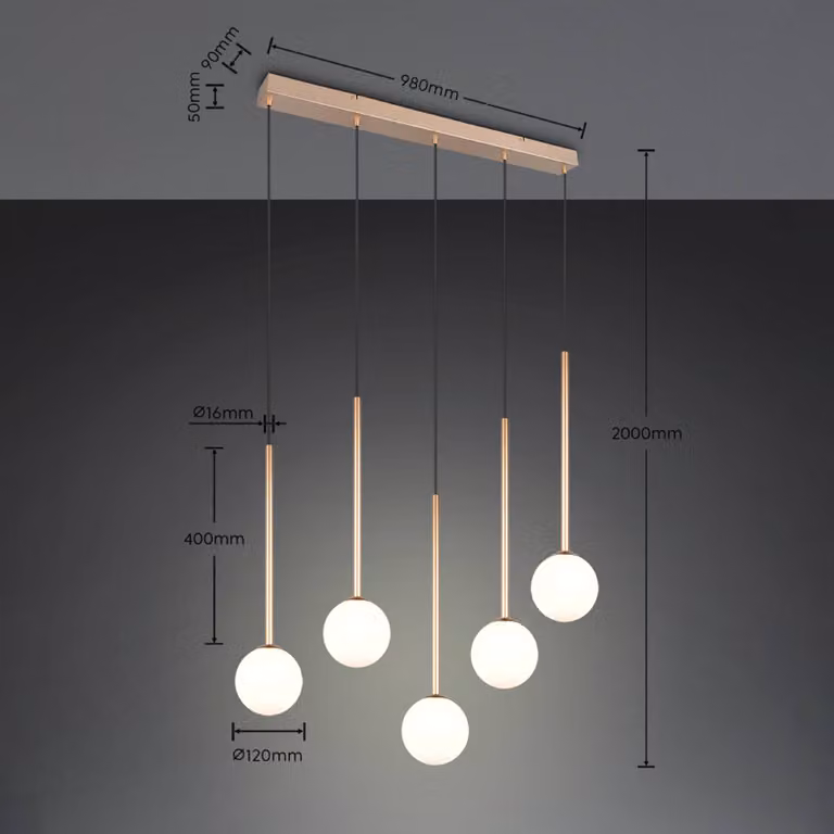 Trio Lighting Lampada a sospensione Firano, Ottone / Oro, Soggiorno / Sala da pranzo, Metallo, Moderno, Lampada a sospensione