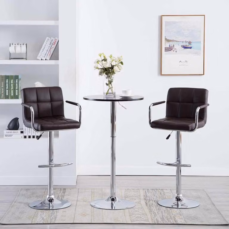 Set di 2 sgabelli da bar moderni vidaXL in similpelle marrone con struttura in metallo