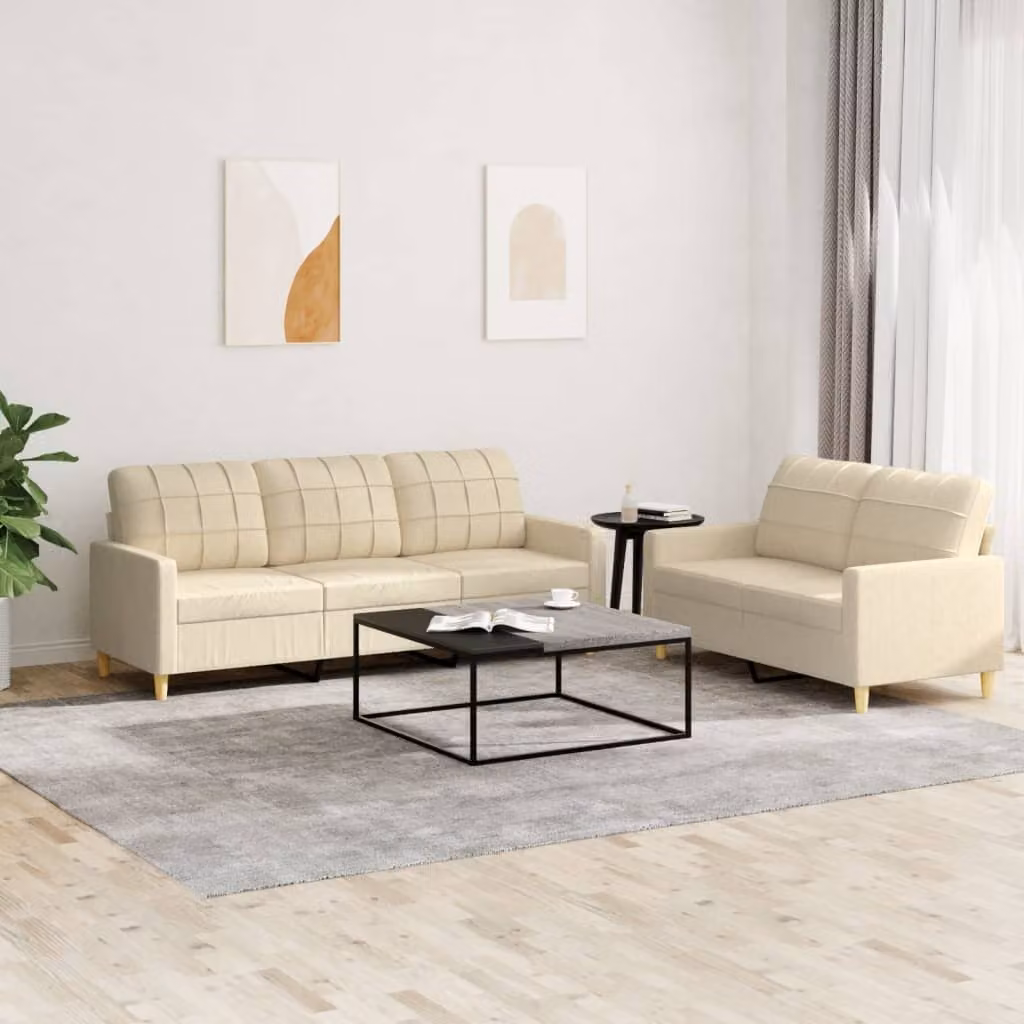Set di 2 divani moderni vidaXL in tessuto beige con cuscini per il tuo soggiorno