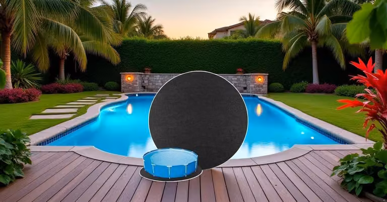Tappetino per piscina, 4 metri, rotondo, resistente ai raggi UV e agli strappi, colore nero, per uso esterno
