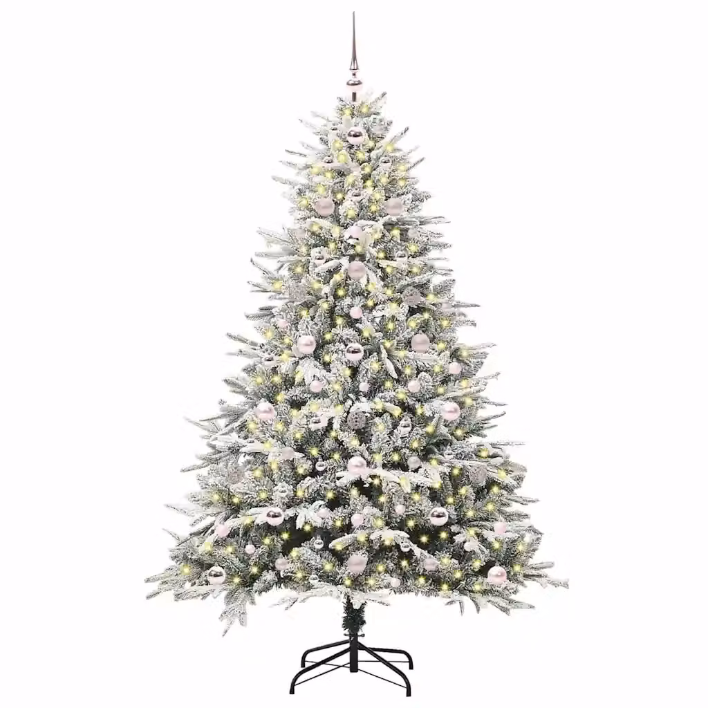 Albero di Natale artificiale da tavolo vidaXL verde con luci LED bianco caldo e set di palline decorative – 2
