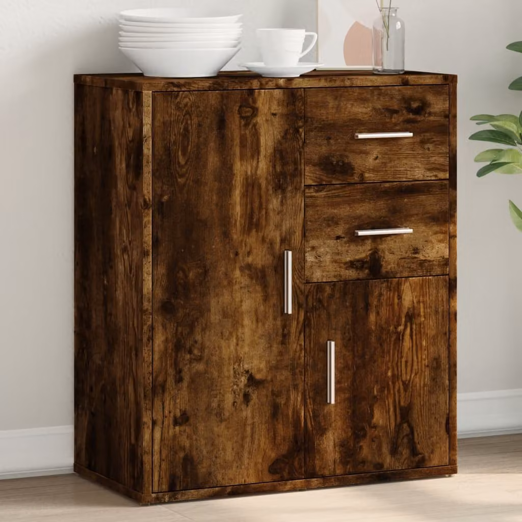 Credenza moderna vidaXL in legno multistrato color rovere fumo L: 60 cm, P: 31 cm, H: 70 cm