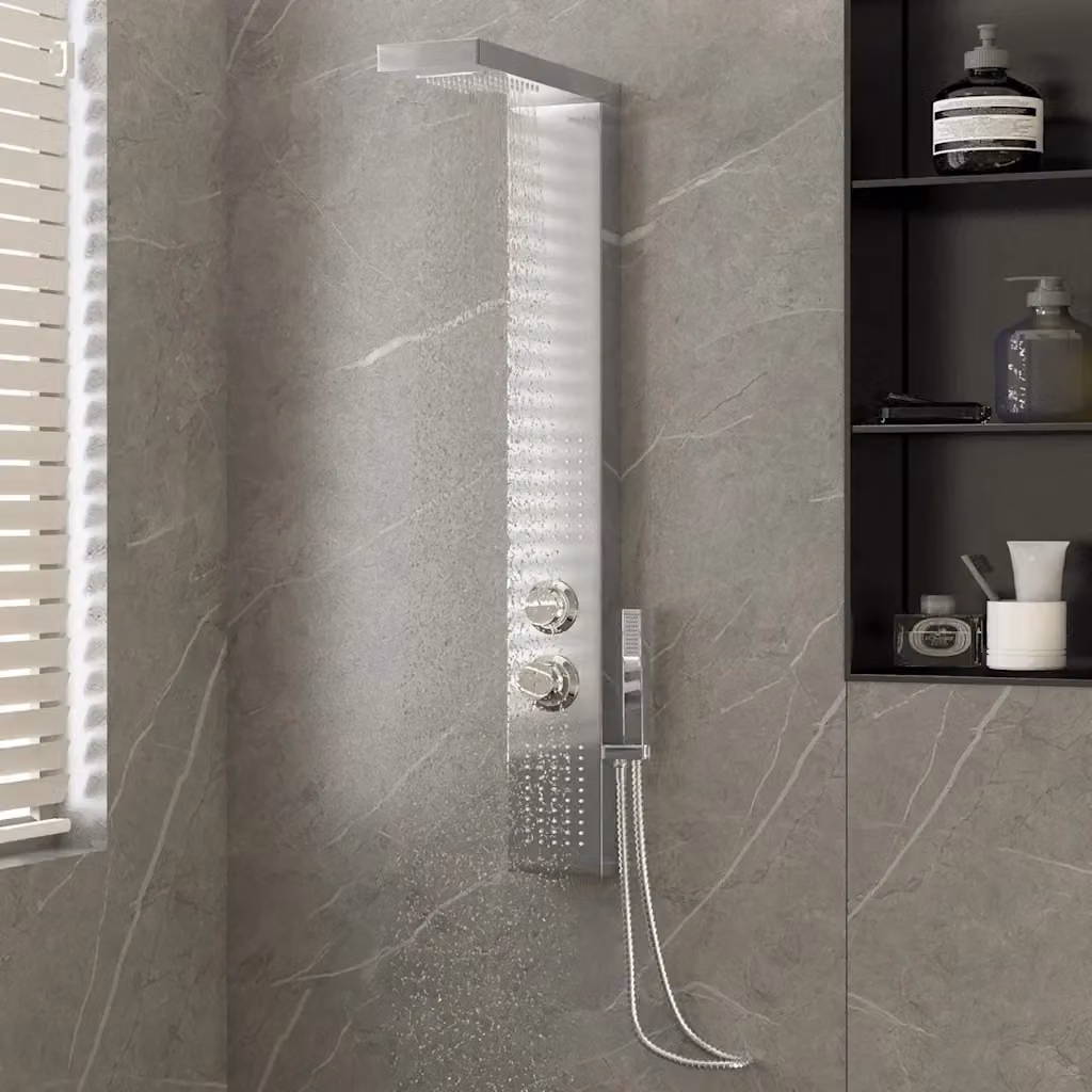 Pannello Doccia in Acciaio Inossidabile CFW3330257 Colore Argento con Funzioni Rain e Massage e Doccino a Mano, Dimensioni: H 114,0 cm x L 47,0 cm x P 15,0 cm – 2