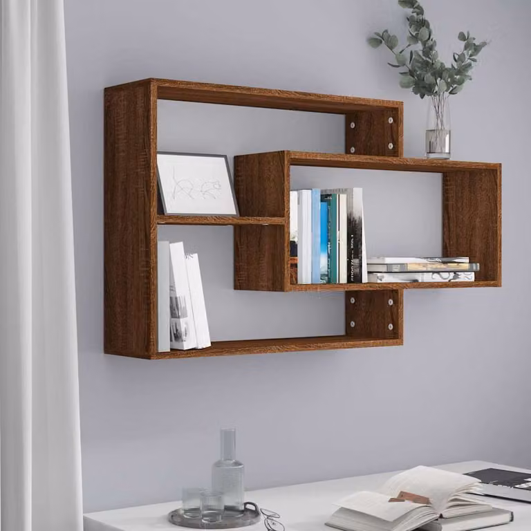 vidaXL Mensola a Muro Moderna in Legno Multistrato e MDF, Rovere Marrone, L: 104 cm, P: 20 cm, H: 58,5 cm