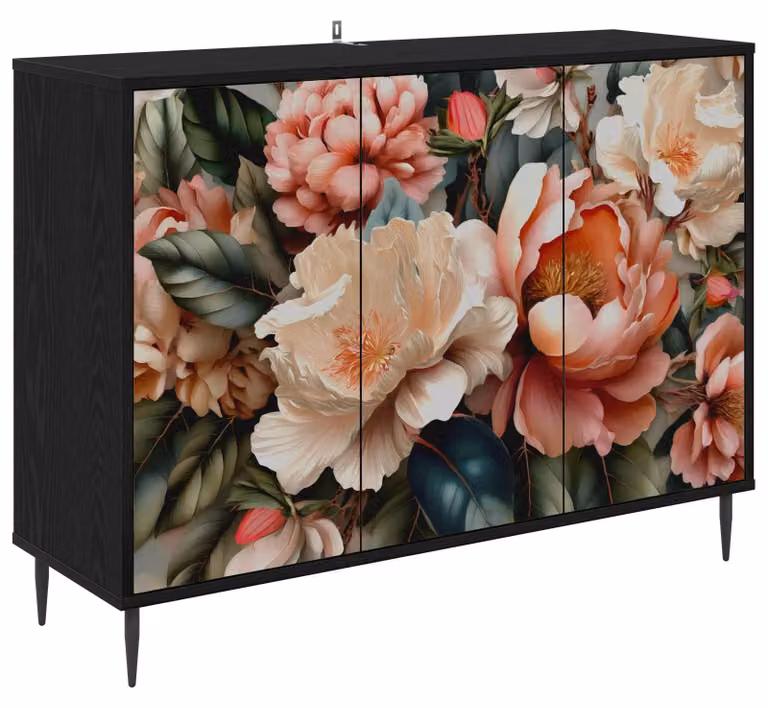 Mobile contenitore BORNE, finitura effetto legno di quercia scura, dimensioni 102 x 33 x 76 cm
