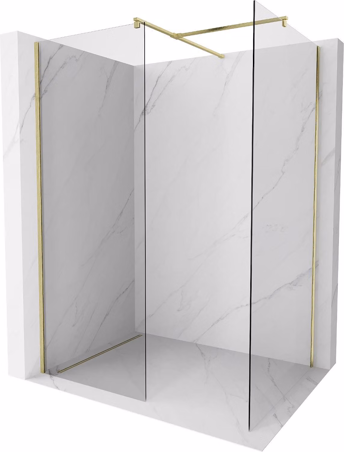 Mexen Kioto parete doccia Walk-in 100 x 80 cm, trasparente, oro spazzolato - 800-100-202-55-00-080