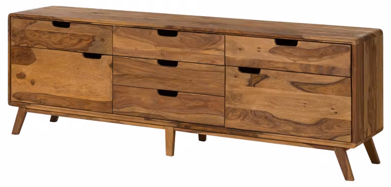 MASSIVMOEBEL24 | Credenza in legno di Sheesham 200x40x65  laccato-sabbiato naturale  MALMÖ 2 #230