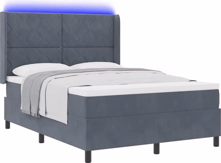 Letto a molle con materasso Grigio scuro 140 x 200 cm Velluto