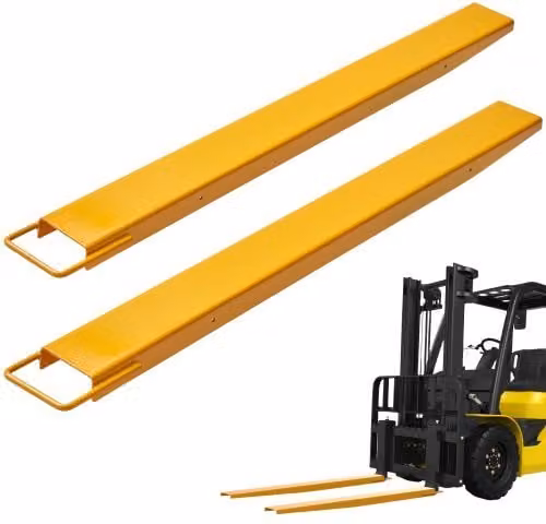 Coppia di forche per pallet VEVOR in acciaio giallo, lunghezza 1520 mm, capacità di carico massima 1815 kg, compatibili con benne di trattori e minipale con larghezza 106 mm