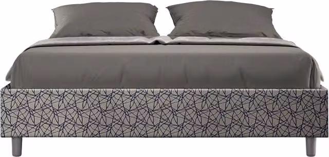 Letto Matrimoniale Era Azelia Giordanoshop con Contenitore e Rete con Alzata Imbottito in Tessuto Blu L: 160 cm, P: 190 cm, H: 39 cm