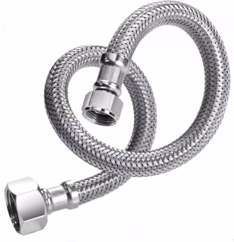 Raccordo in acciaio inox/TPE Tubo flessibile DN 8 - 600 mm con 2 x 1/2" IG, dado per raccordo IG x IG Tubo corazzato DVGW Dimensioni: 600 mm