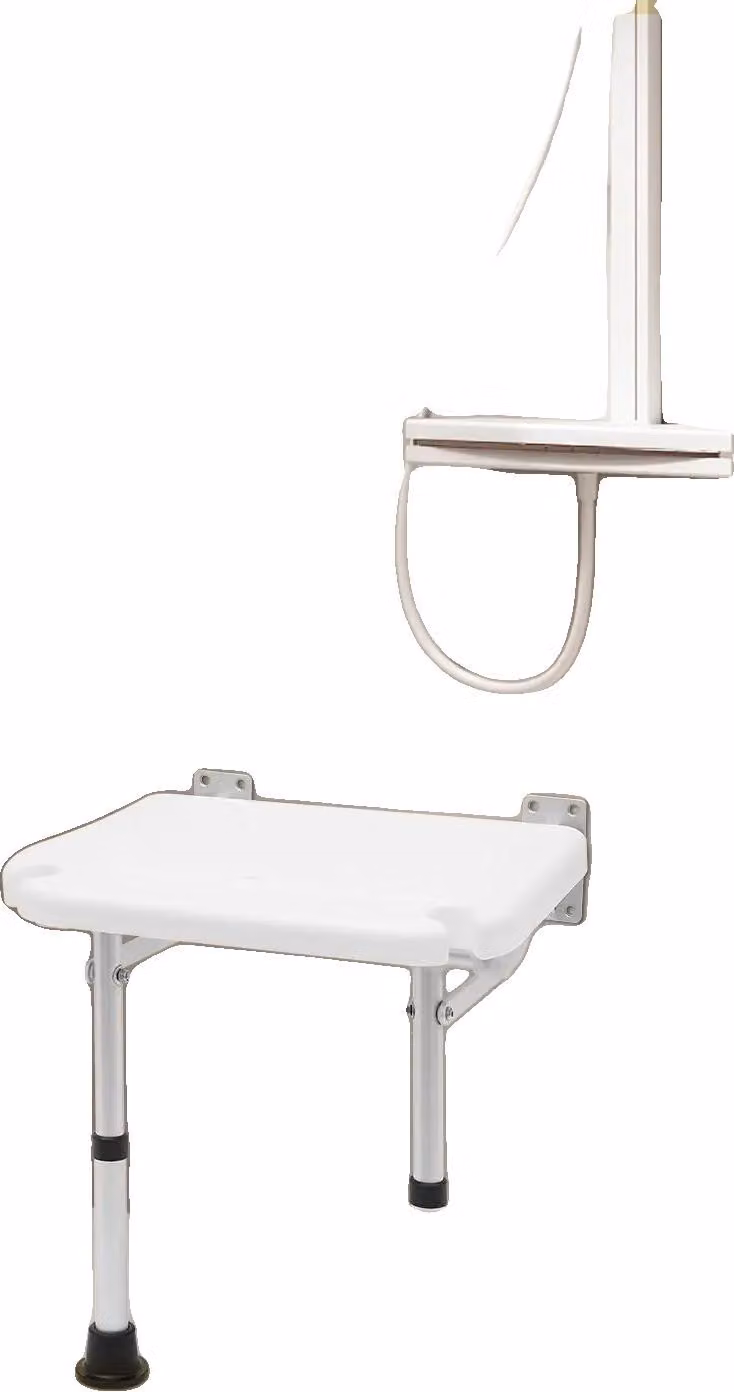 Sedia da bagno, design pieghevole, regolabile in altezza, BIANCO