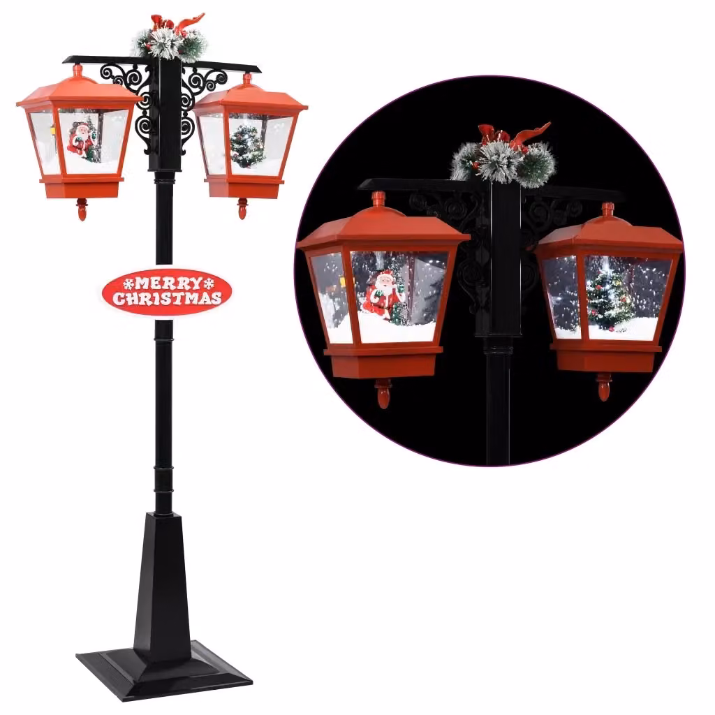 Lampione Natalizio con Babbo Natale vidaXL, Colore Nero e Rosso, con Illuminazione LED RGBW, L/P/H: 81 x 40 x 188 cm – 2