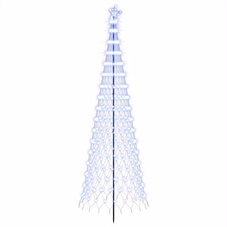 Albero di Natale a LED, 300 cm, 350 LED, colore blu, struttura in ferro, colore nero