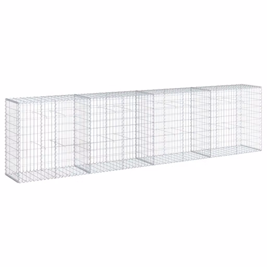 vidaXL Cesto Gabbione con Copertura in Ferro Zincato Grigio L: 400 cm, P: 50 cm, H: 100 cm – 2