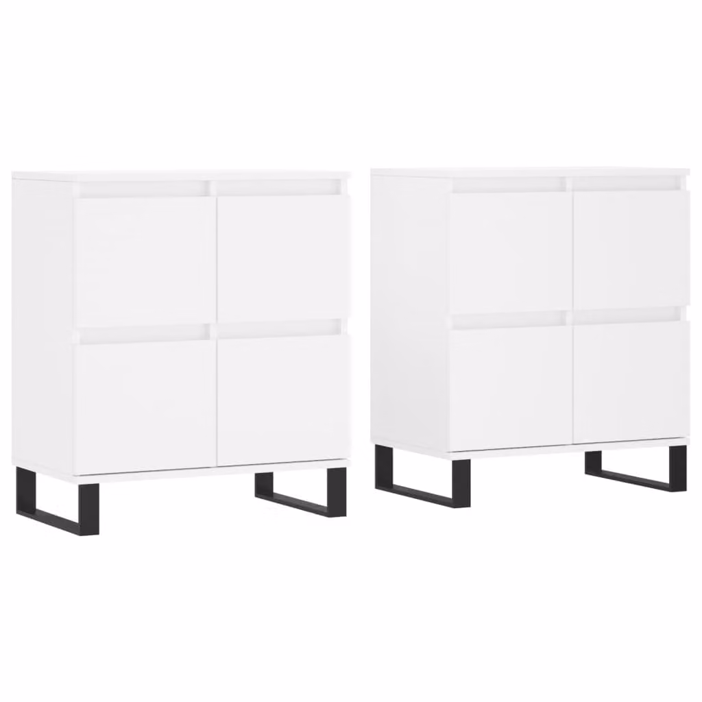 Credenze 2 pz Bianche in Legno Multistrato