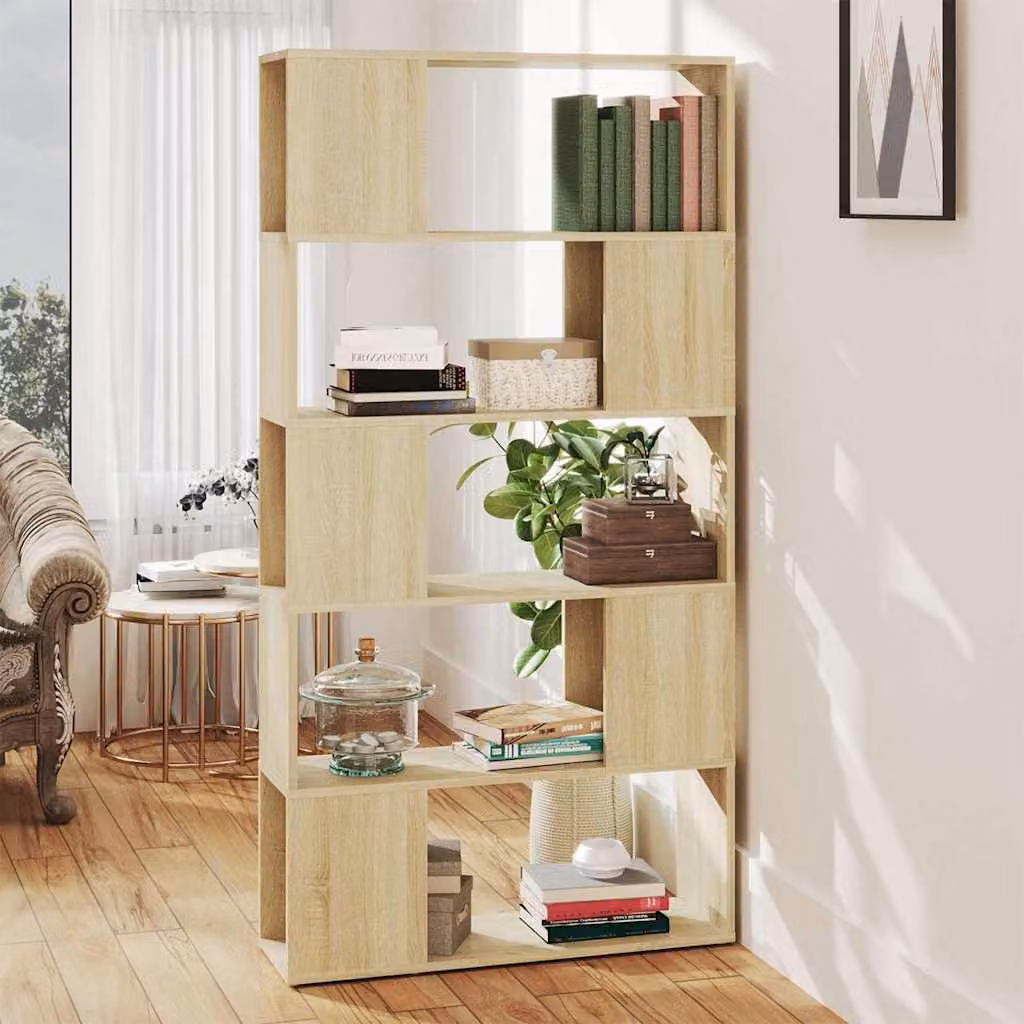 Libreria Divisorio vidaXL in Rovere Sonoma, Colore Marrone e Beige, L 80 cm x P 24 cm x H 155 cm