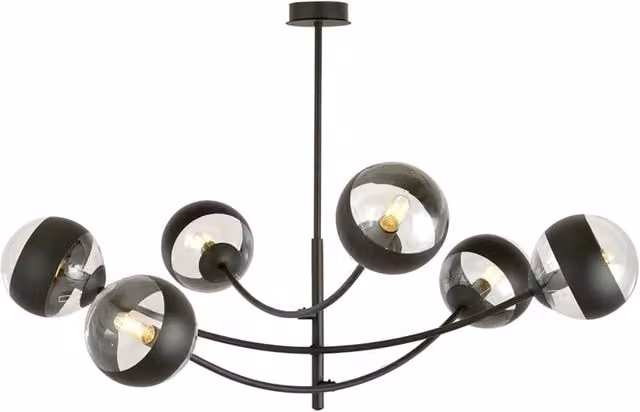 Plafoniera Contemporaneo Loptr Acciaio Nero 6 Luci E14