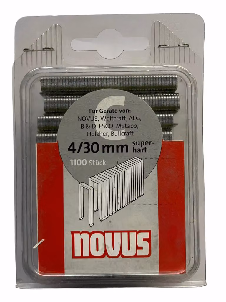 Novus punti a filo stretto tipo C 30 mm 1100 pezzi graffette professionali in acciaio zincato
