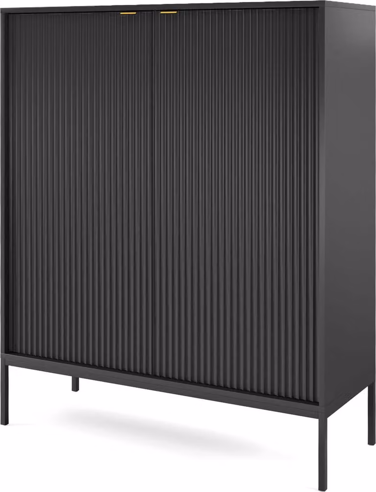 FURNLUX Credenza Avon Nero 104cm / Colore principale: Nero / Dimensioni: 104 x 125 x 39 cm