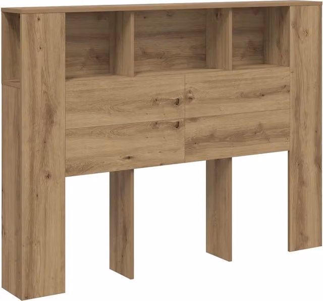 Mobiletto con testiera in legno ingegnerizzato rovere marrone con ripiano integrato L: 140 cm, P: 18,5 cm, H: 102,5 cm