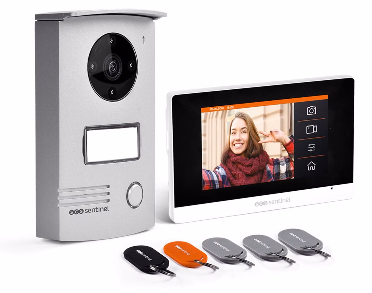 Videocitofono con schermo integrato - Touchscreen da 4,3 pollici - Cablaggio a 2 fili - Installazione esterna - Colore nero - Sistema di sicurezza e intercomunicazione