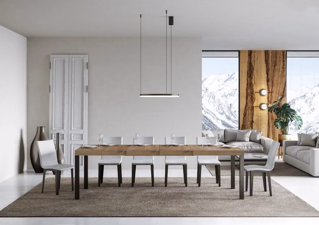 Tavolo allungabile Itamoby rettangolare in legno rovere e metallo, L/P/H: 120 x 90 x 77 cm, estensibile fino a 224 cm, colore quercia e antracite – 2