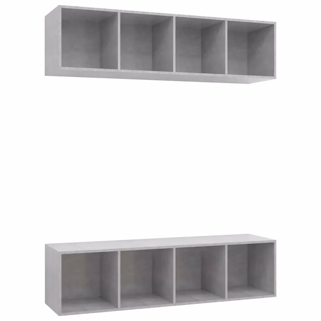 Mobile TV a parete vidaXL in legno multistrato, set di 2 pezzi, grigio cemento, stile moderno – 2