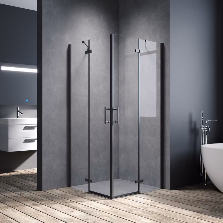 SONNI nero 90x90x195cm cabina doccia con porta a battente doccia angolare nano vetro doccia angolare 6mm ESG vetro di sicurezza