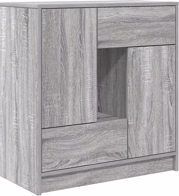 Credenza moderna con cassetti e ante in Grigio Sonoma, L 70,5 cm x P 34 cm x H 74,5 cm – 1