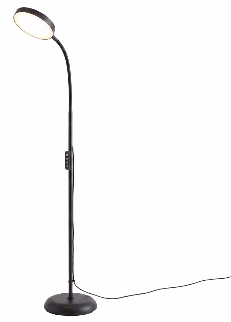 Lampada da terra LED dimmerabile, girevole a 360 gradi, ideale per il soggiorno | Colore: nero | Dimensioni: 22x22x170 cm