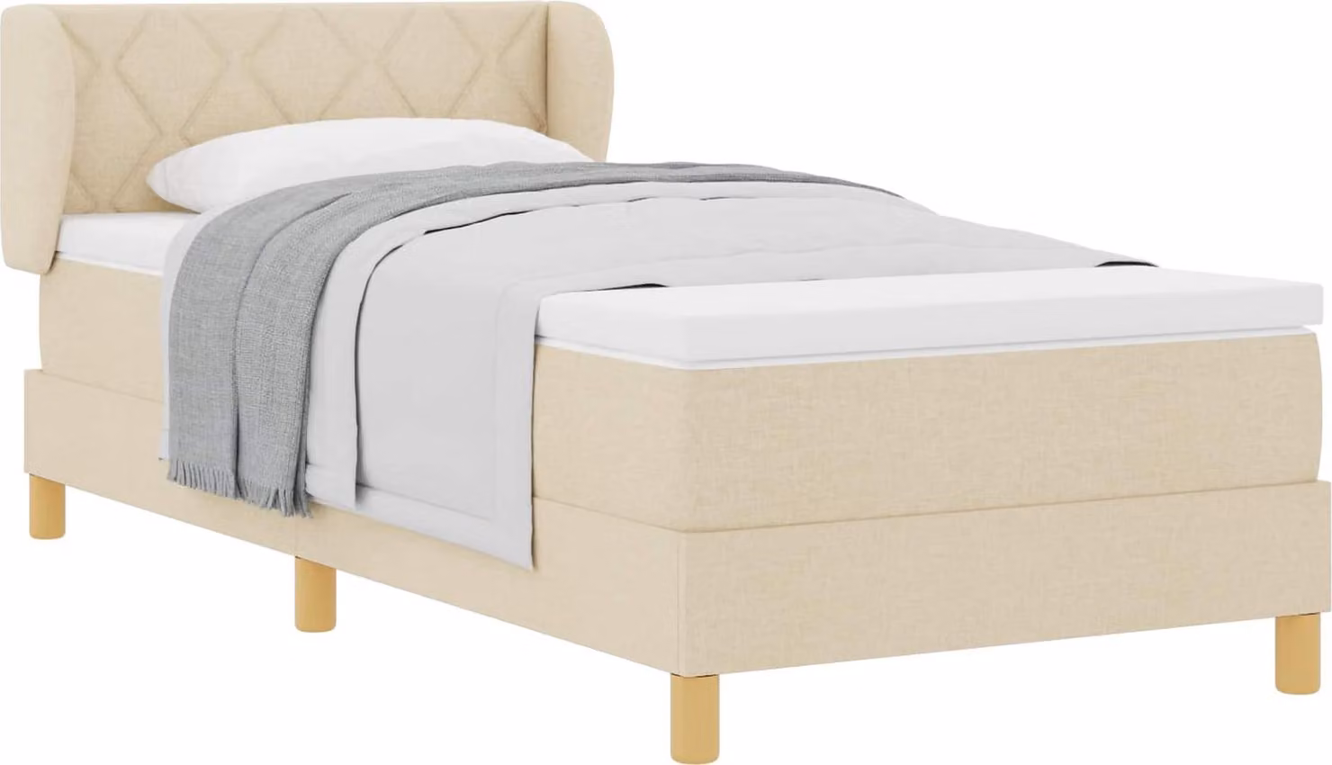Letto a molle con materasso Crema 100 x 200 cm Tessuto