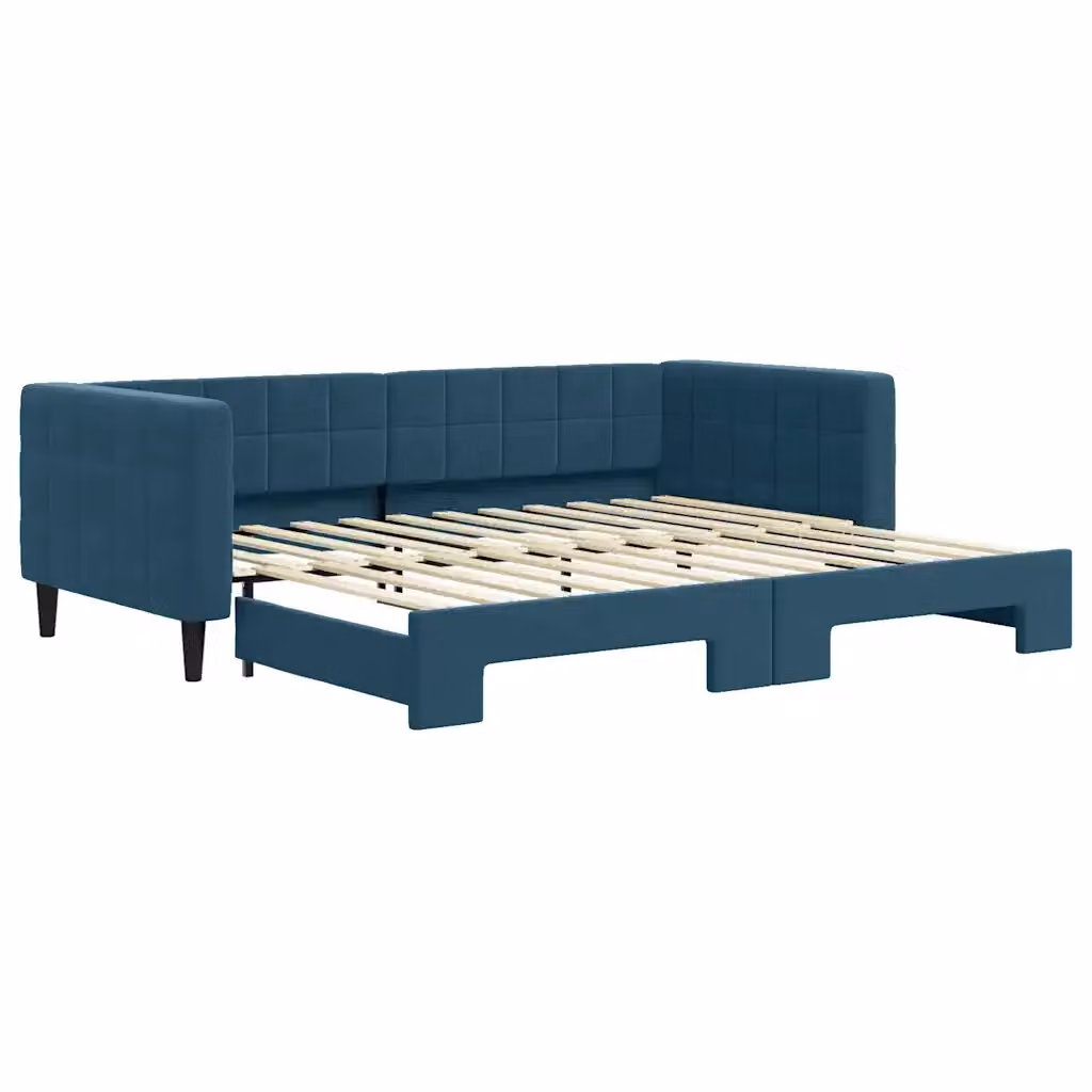 Divano Letto Moderno vidaXL in Velluto Blu per Soggiorno e Camera da Letto – 2