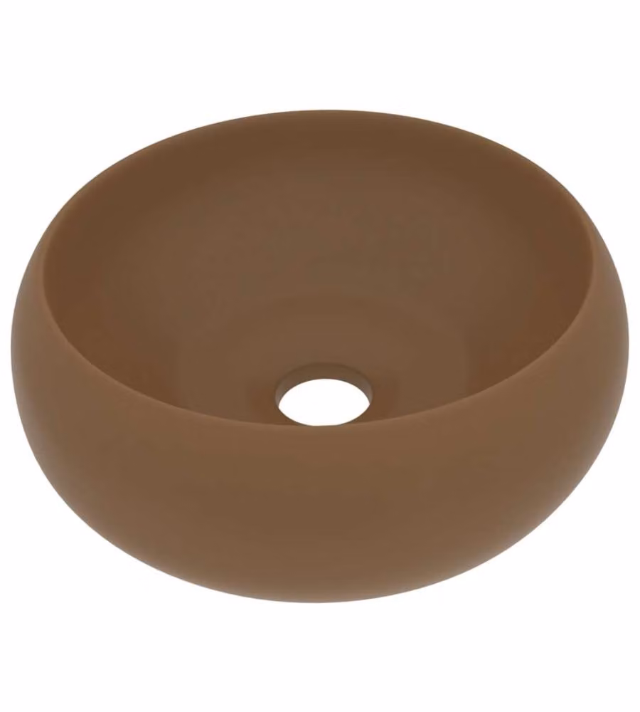 Lavandino da appoggio rotondo vidaXL in ceramica beige e marrone L: 40 cm, P: 15 cm, H: 15 cm – 2