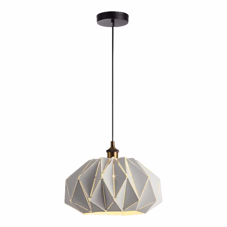 CATANIA lampada a sospensione 1xE27/40W bianco opaco/ottone antico L: 35cm L: 35cm H: 118cm dimmerabile