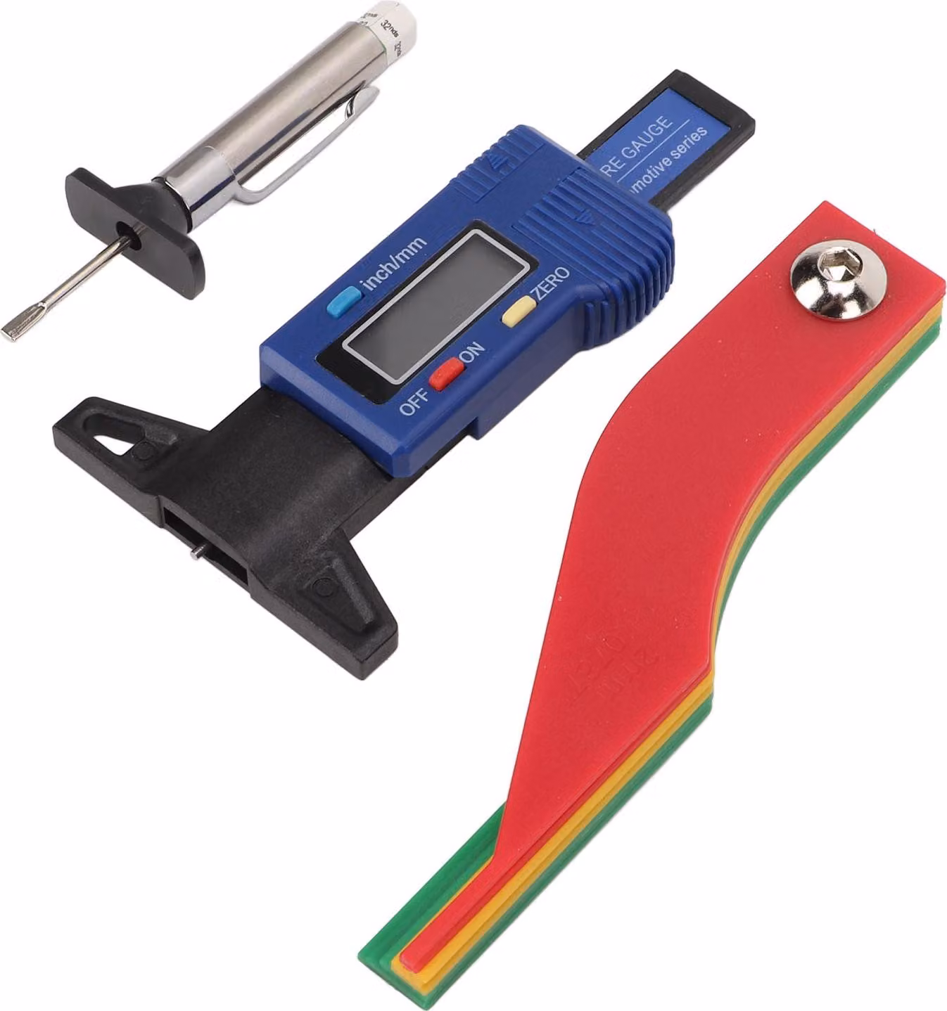 Misuratore digitale del battistrada dei pneumatici, misuratore di profondità con codice colore, maneggevole, portatile, per guarnizioni dei freni a disco e a tamburo di auto e camion
