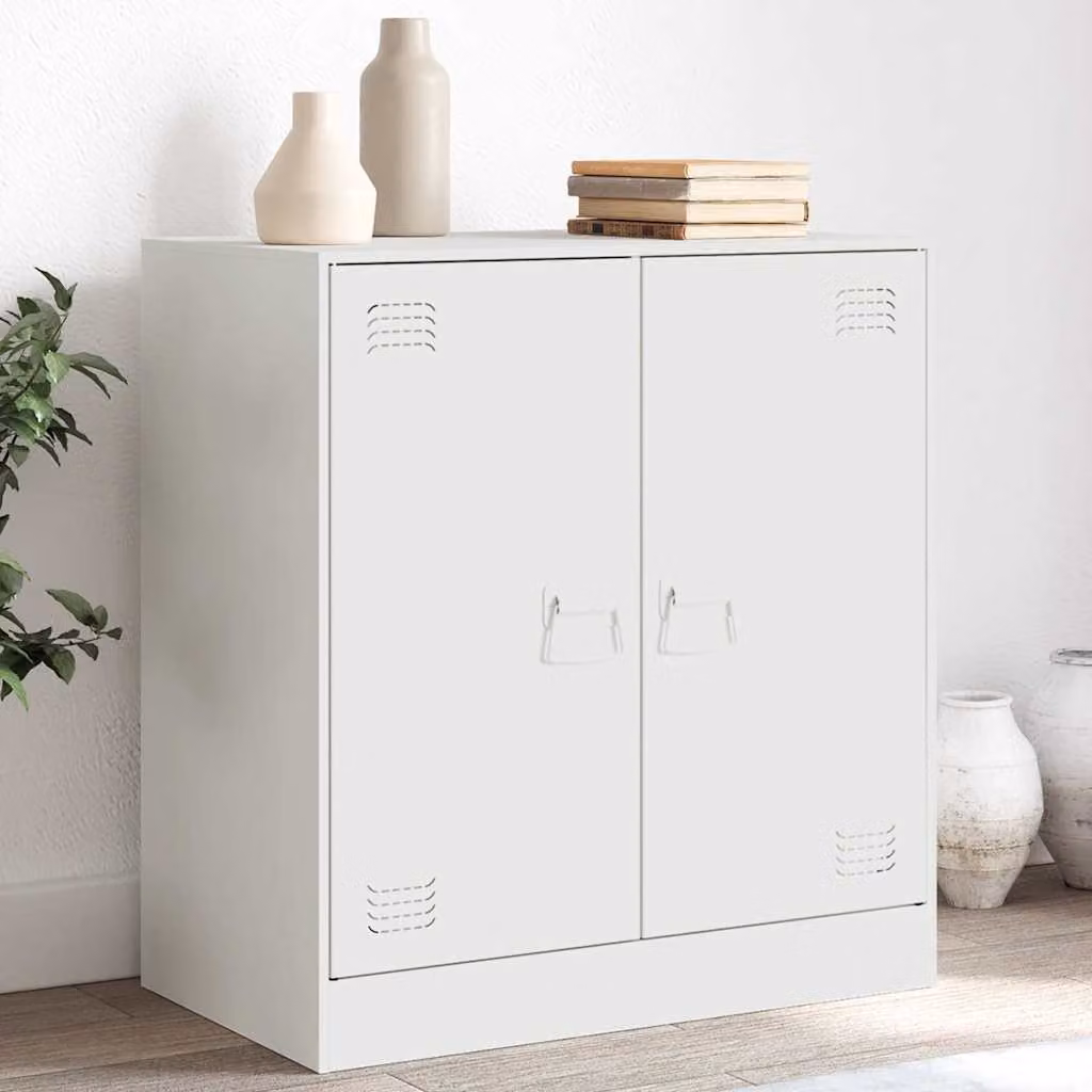 Credenza vidaXL in metallo bianca con finitura opaca L: 67 cm, P: 39 cm, H: 73 cm