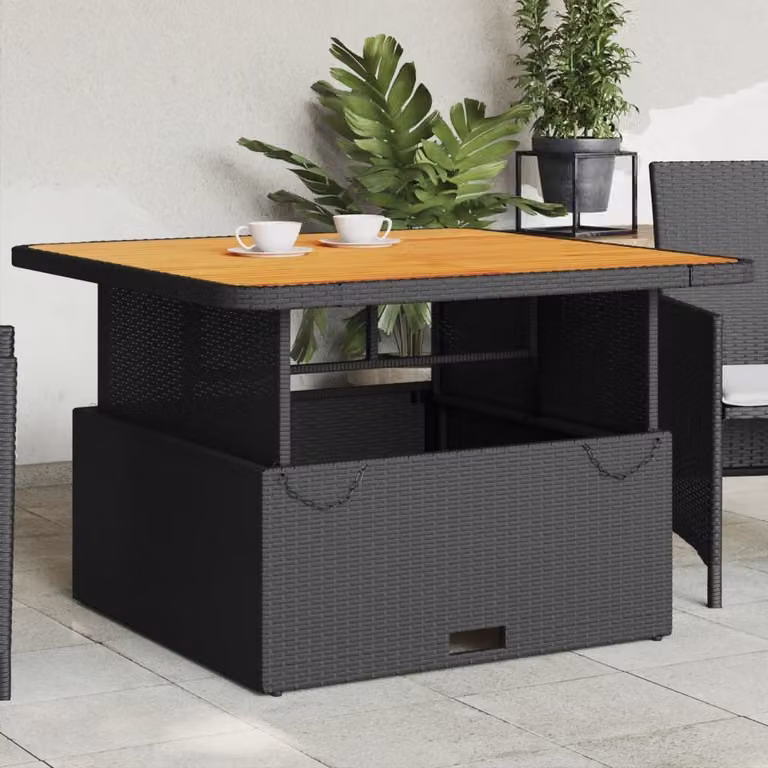 Maison Exclusive - Tavolo da giardino nero 110x110x71 cm in polyrattan e legno di acacia