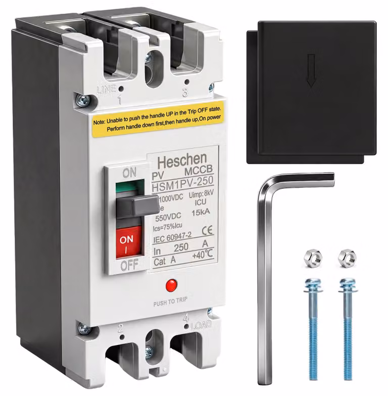 Interruttore automatico CC, 2 poli, 550V DC, interruttore di potenza per impianti fotovoltaici