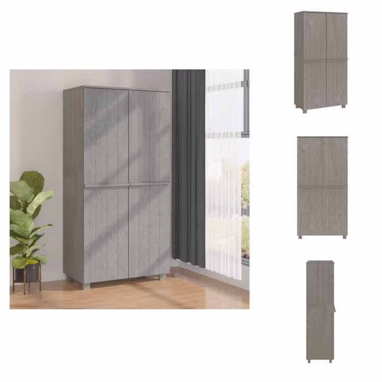 vidaXL Armadio HAMAR Grigio chiaro 89x50x180 cm in legno massiccio di pino - Armadi