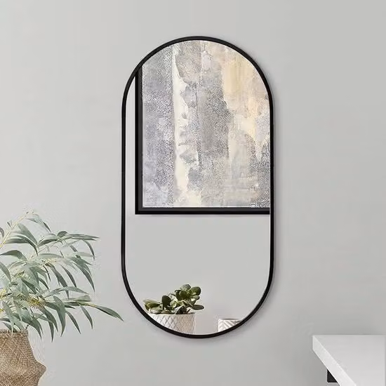 Specchio da bagno ovale Americanflat nero con cornice in metallo da appendere a parete