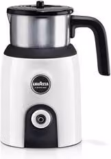Montalatte elettrico Lavazza Milkup 500W con contenitore in acciaio inox da 120 ml, bianco e nero