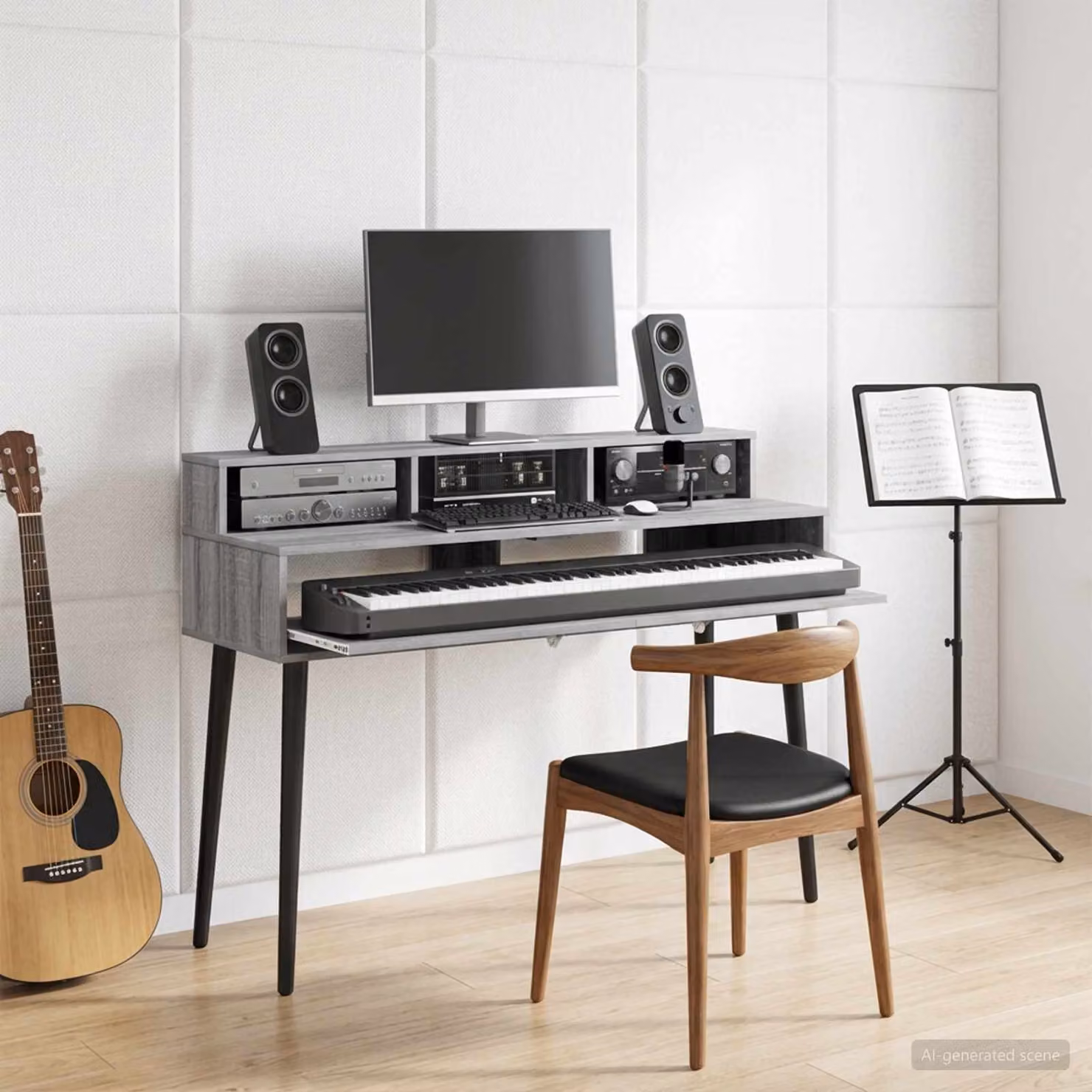 Scrivania da studio e computer vidaXL moderna in MDF laminato grigio L: 110 cm, P: 42,5 cm, H: 36 cm