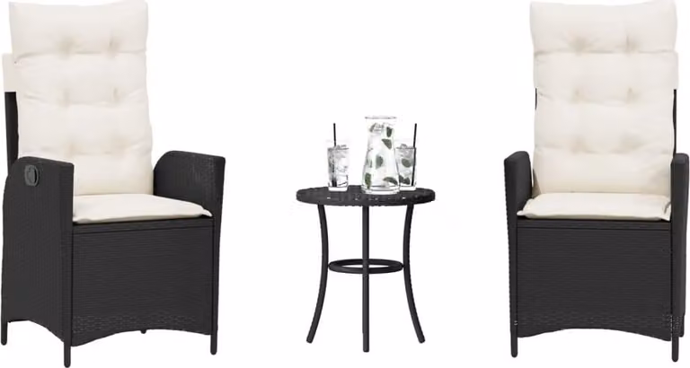 Maison Exclusive - Set da bistrot 3 pezzi con cuscini Nero Poly Rattan