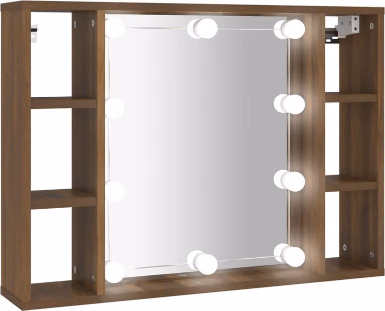 Mobile a Specchio con LED Rovere Marrone 76x15x55 cm