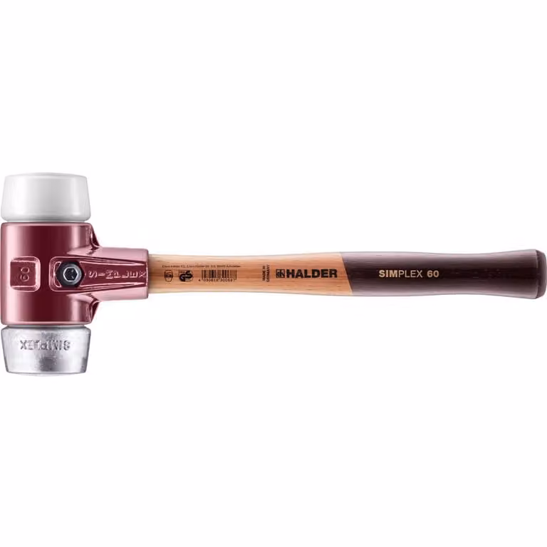 Mazza SIMPLEX soft-face con alloggiamento TE e manico in legno, Ø 60, superplastica / metallo morbido