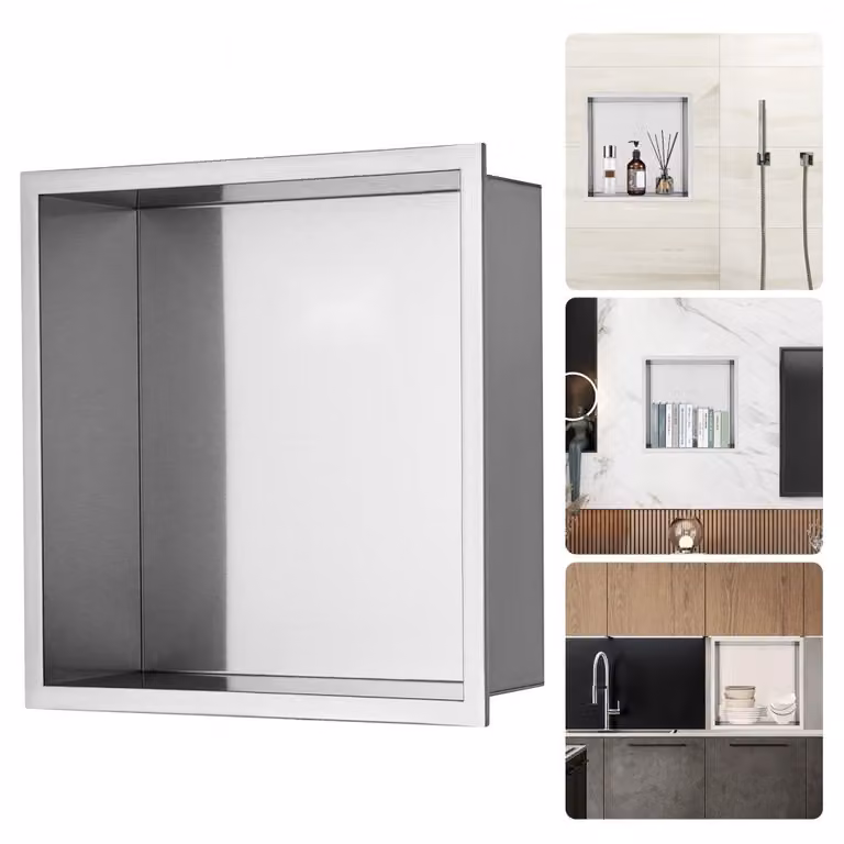 "Nicchia a muro 10x33,02x33,02cm - Nicchia per doccia in acciaio inox - Nicchia monostrato impermeabile - Temperatura di esercizio 0-40°C - Design ad angolo interno 92° - Adatto per bagno, camera da letto, studio"