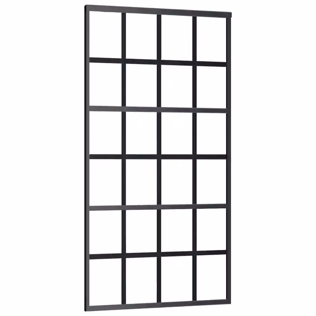 Porta Scorrevole vidaXL in Vetro Trasparente e Alluminio Nero L: 102 cm, H: 205 cm – 2